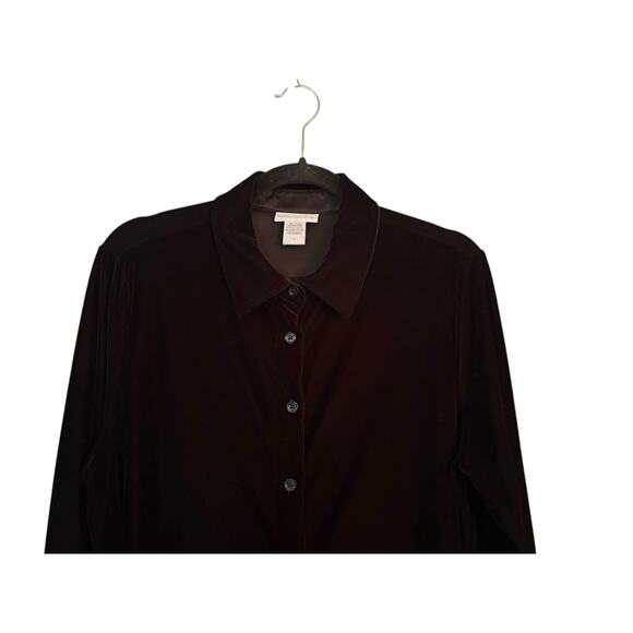 Soft Surroundings Black Velvet Blouse Long Sleeve M WhimsyGoth Steampunk Holiday - Picture 3 of 9